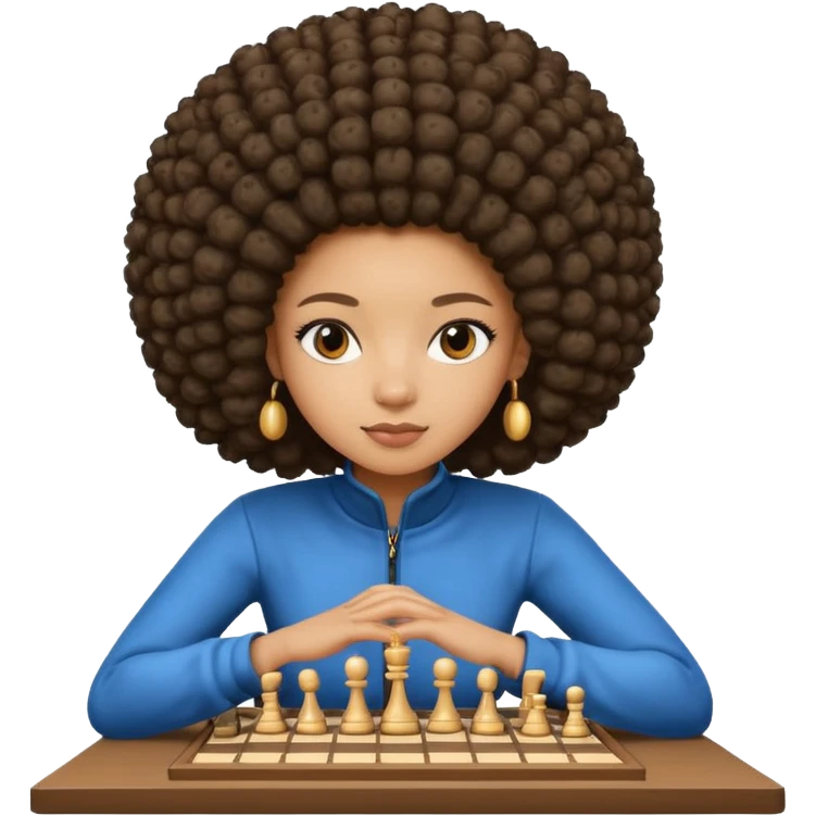black girl with afro playing chess emoji