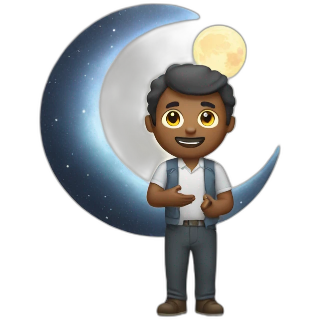 Men with moon on hand emoji