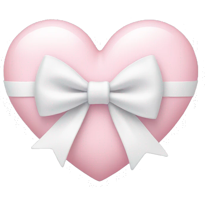 Pastel pink heart with white bow emoji