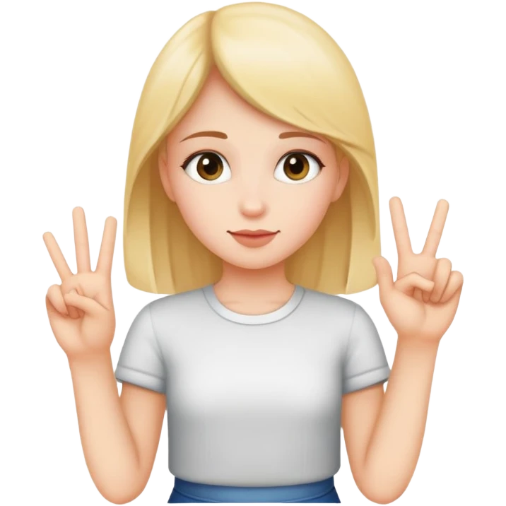 Girl doing sign "L" from one hand and "o" "3" in the second hand emoji