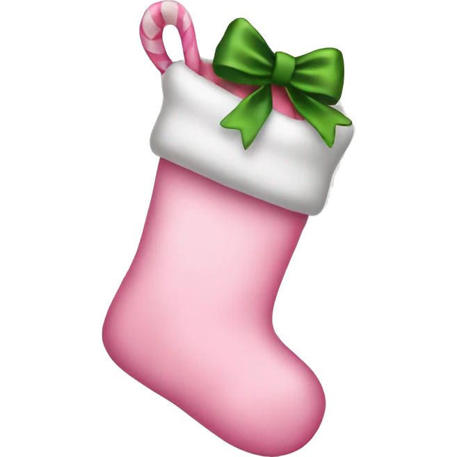  light pink Christmas stocking with bow emoji