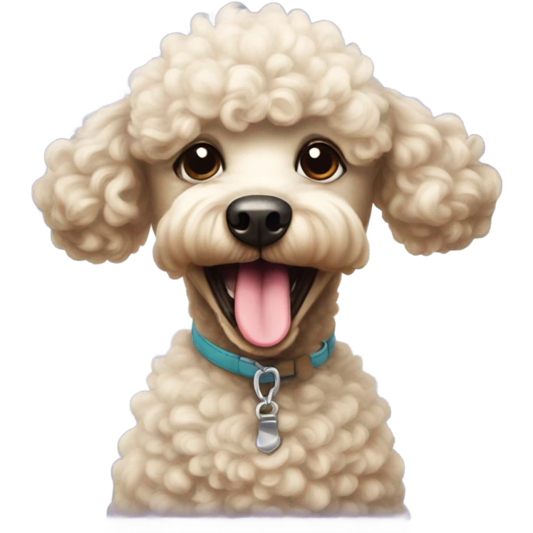poodle farting with its tongue out emoji
