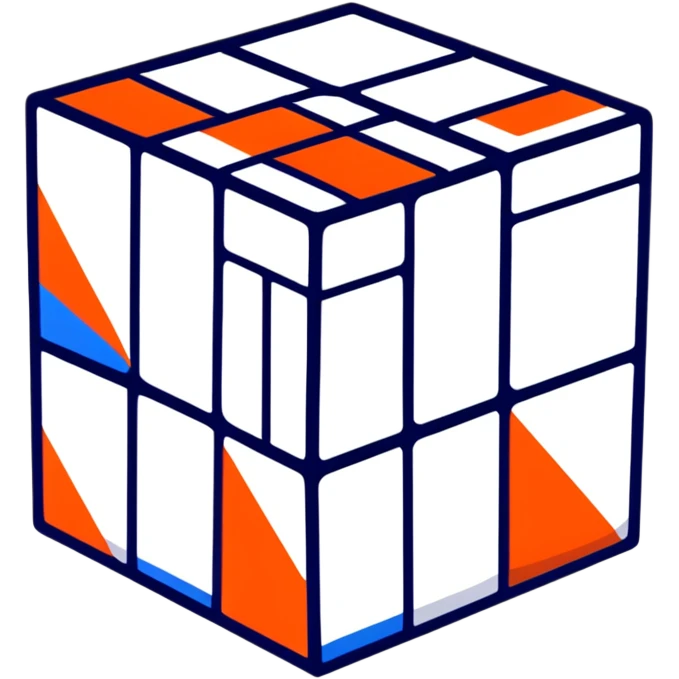 Colorful 3D Rubik's cube puzzle toy, partially solved emoji