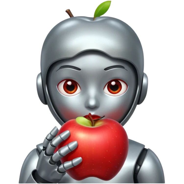 Android comendo maçã emoji