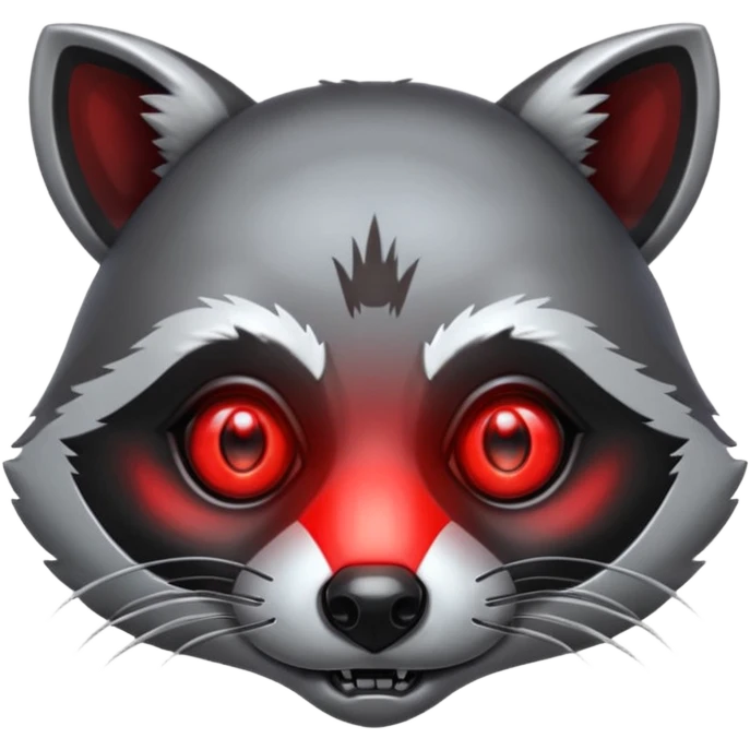Cyborg racoon face red eyes emoji
