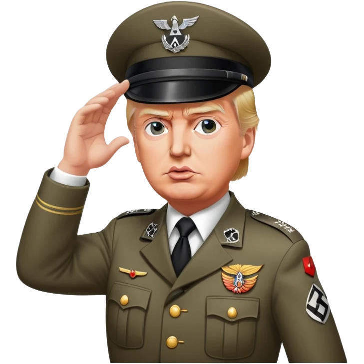 trump in nazi officer uniform throw a zig emoji