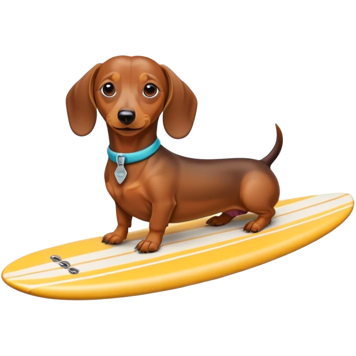 Dachshund with a-r on a surfboard  emoji