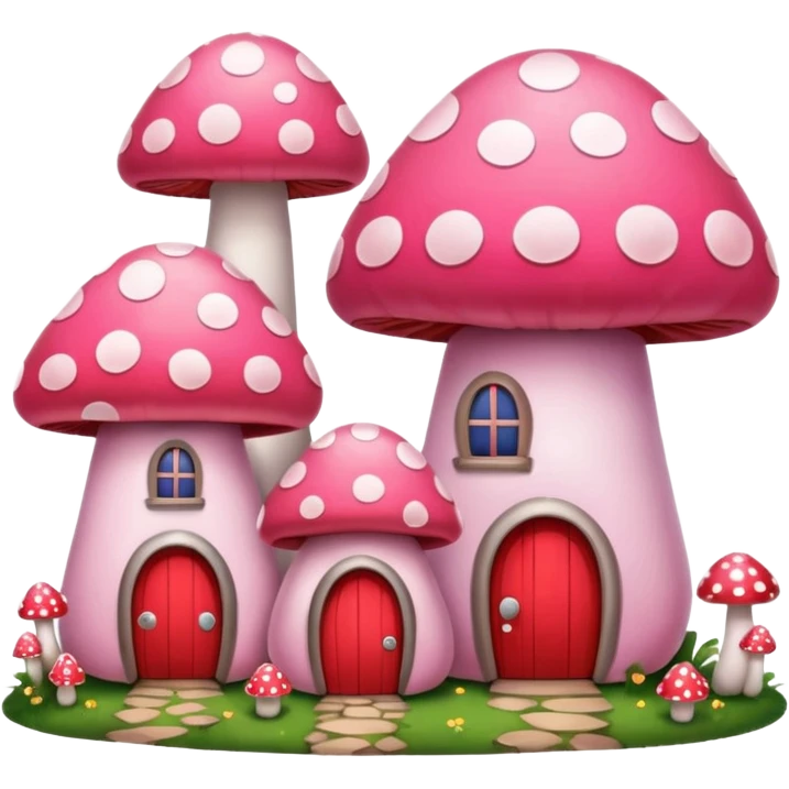 pink mushroom houses emoji