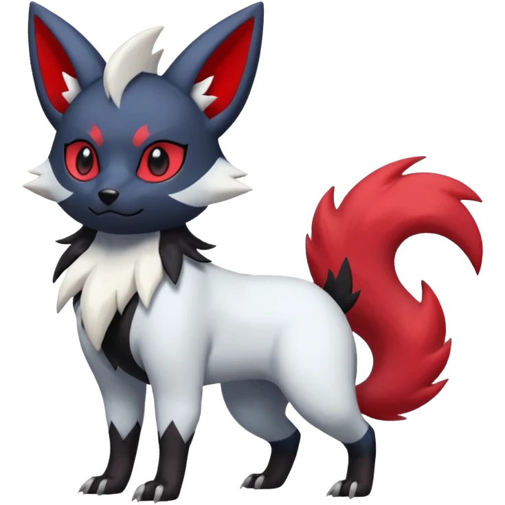 White, black and red Zorua-Absol-Umbreon-Zangoose-fusion (full body) emoji
