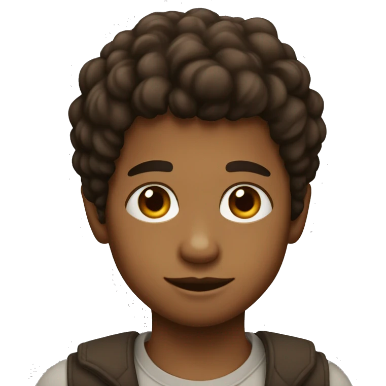 niño de pelo negro, ojos marrones y delgado emoji