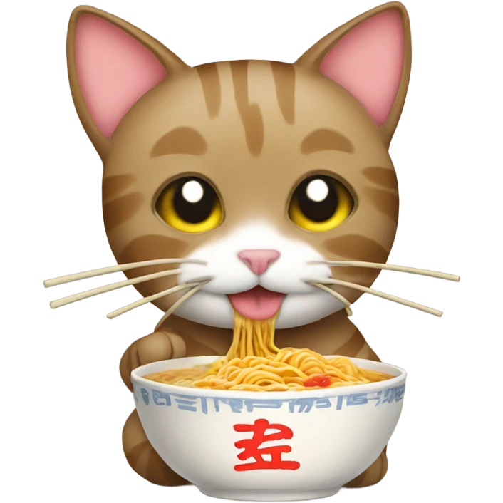 Cat eating ramen emoji