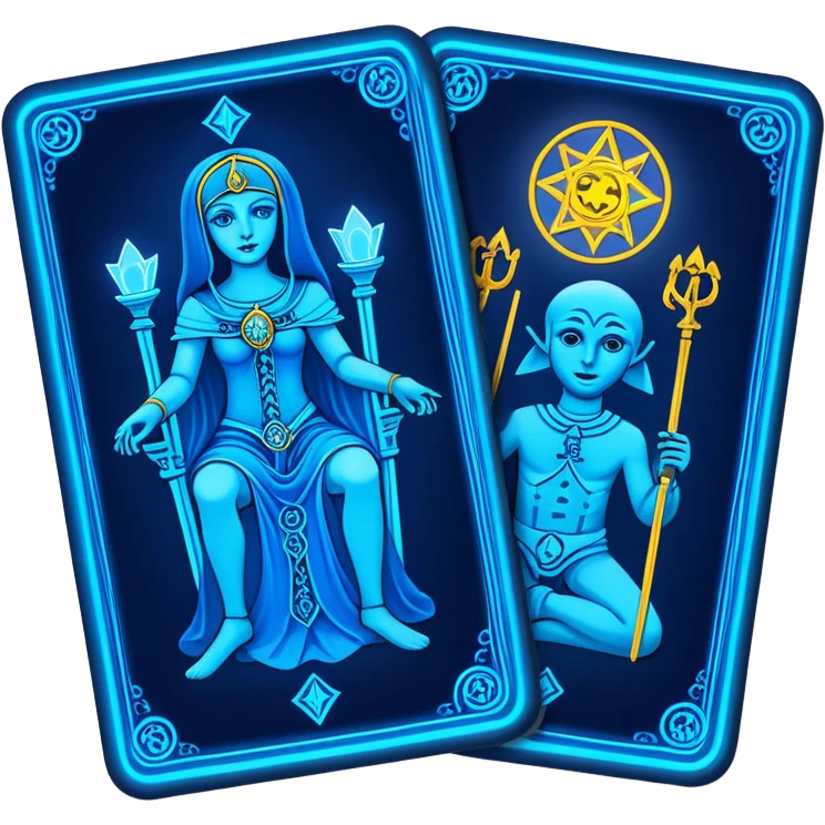 blue neon 2 tarot cards emoji