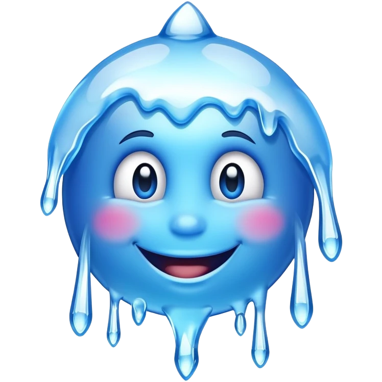 Blue smile face with icicles emoji