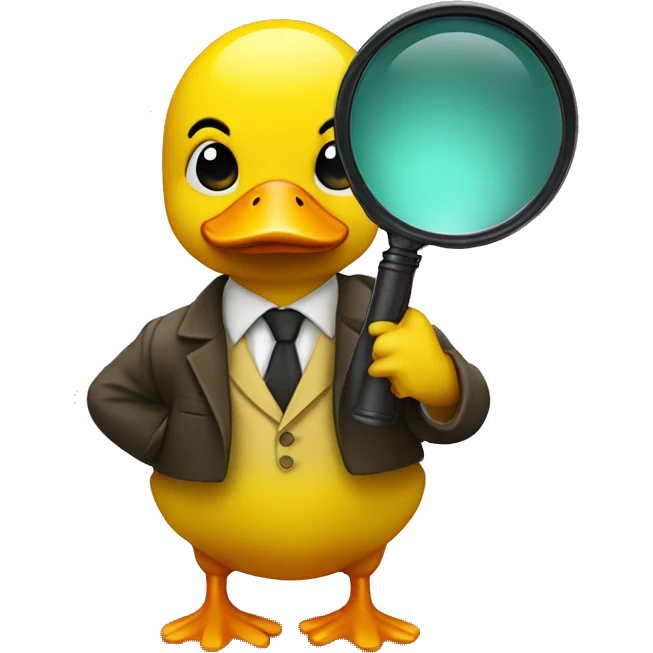 investigator yellow duck with a magnifying glass emoji
