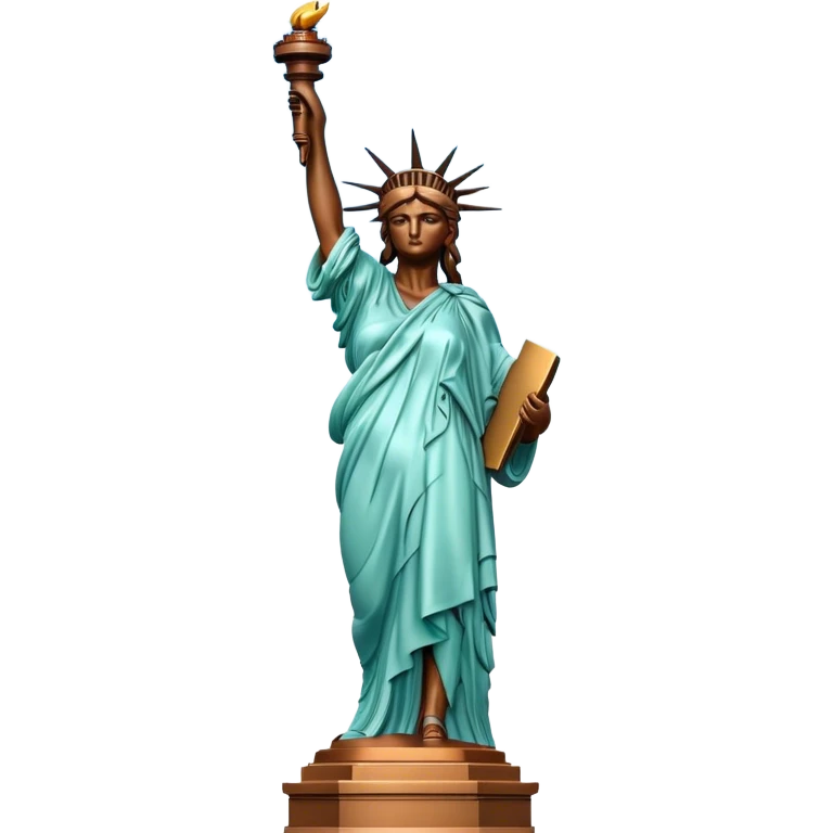 Cinematic Realistic Statue of Liberty Landmark Emoji, depicted with the iconic, majestic statue set against a clear sky rendered with detailed textures and dramatic, symbolic lighting. emoji