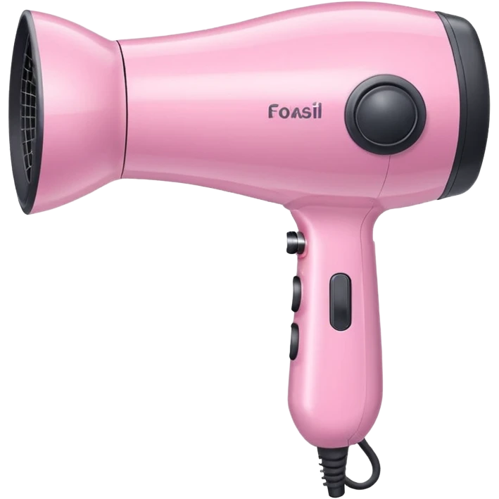 pastel pink hair dryer iOS emoji style, with a shine effect emoji