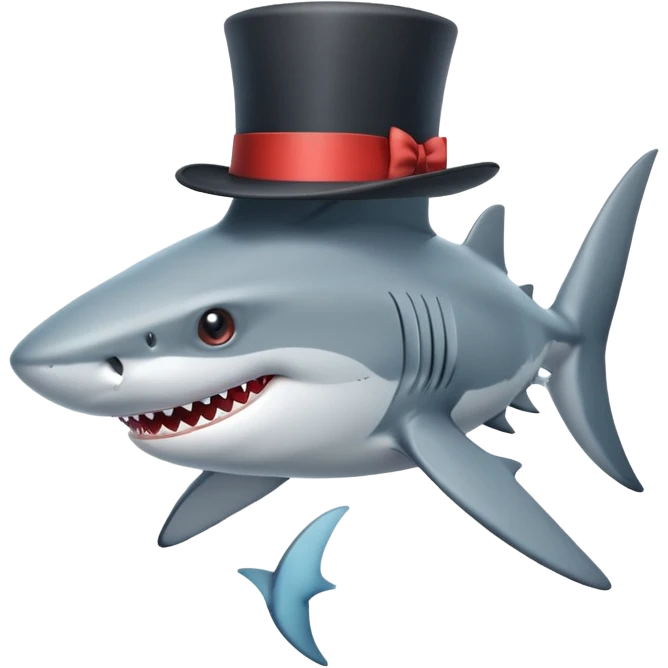 Shark with a top hat emoji