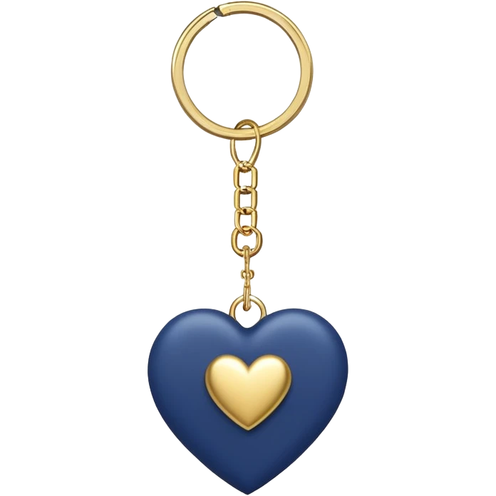 Navy blue heart with gold chains charm keychain emoji