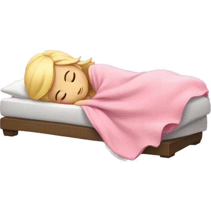 blonde girl sleeping on side with pink blanket emoji