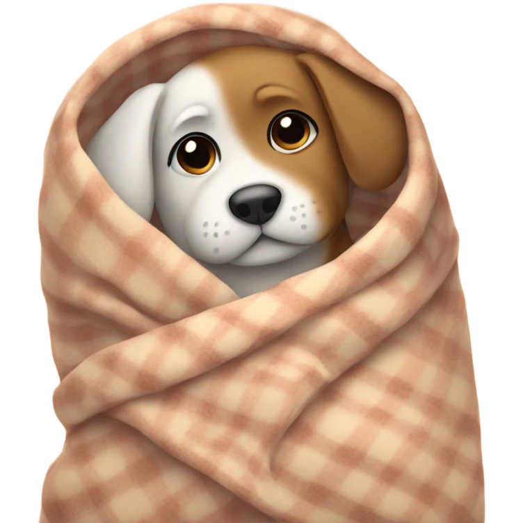Dog wrapped in a cozy blanket emoji