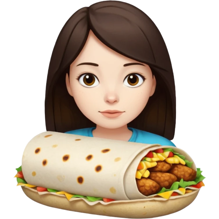Girl with DARKBROWN  hair "resting chicken burrito face" emoji