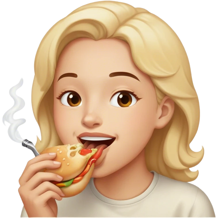 Happy face inhaling food emoji