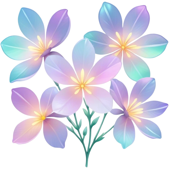 Pastel iridescent transparent luminescent aesthetic flowers emoji
