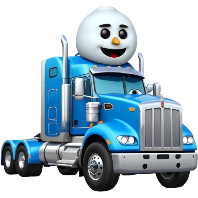 2026 Kenworth W680 flat top semi sleeper with stacks chasing an abominable snowman down the road, emoji style emoji