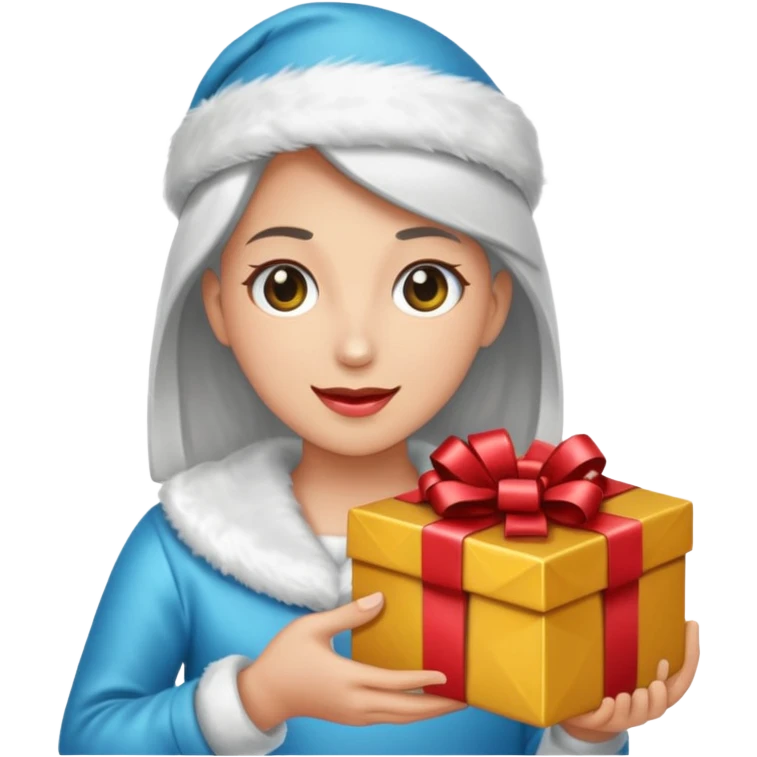 Una persona mayor recibiendo un regalo plateado emoji