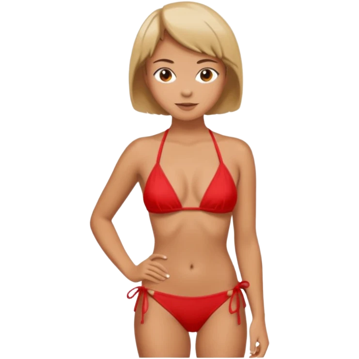woman with short hair wearing red bikini emoji