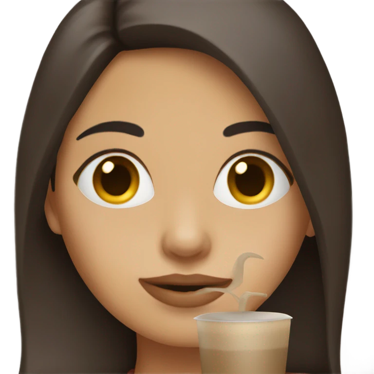 girl with dark long hair drinks her latte emoji