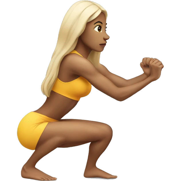  woman with long hair doing squats with only leg emoji