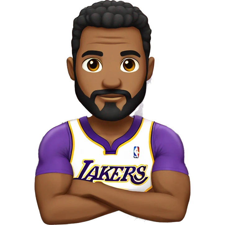 Hombre calvo con barba anteojos babeando playera de los Lakers  emoji