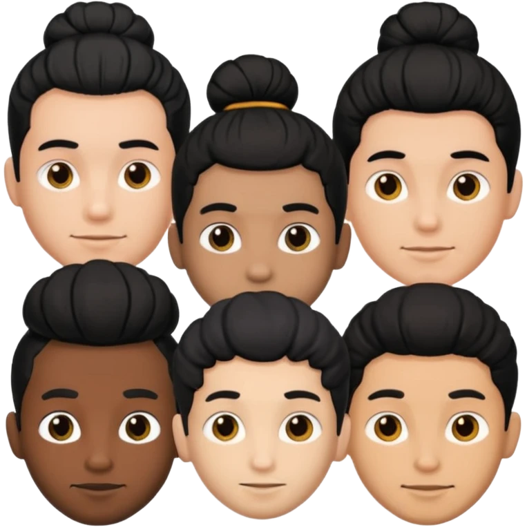 men with black bun hair emoji