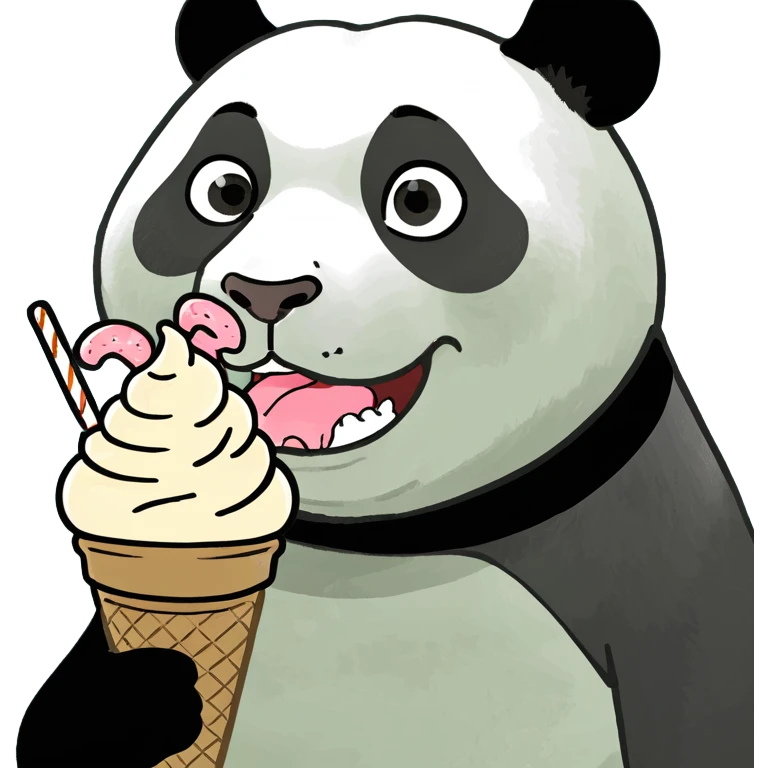 Panda eating ice cream emoji