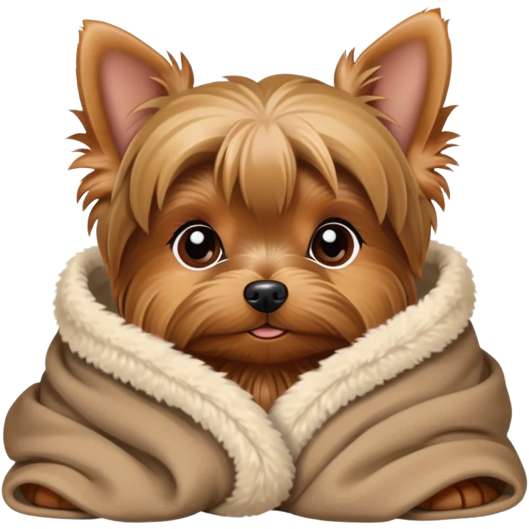 Cozy yorkie in a blanket emoji