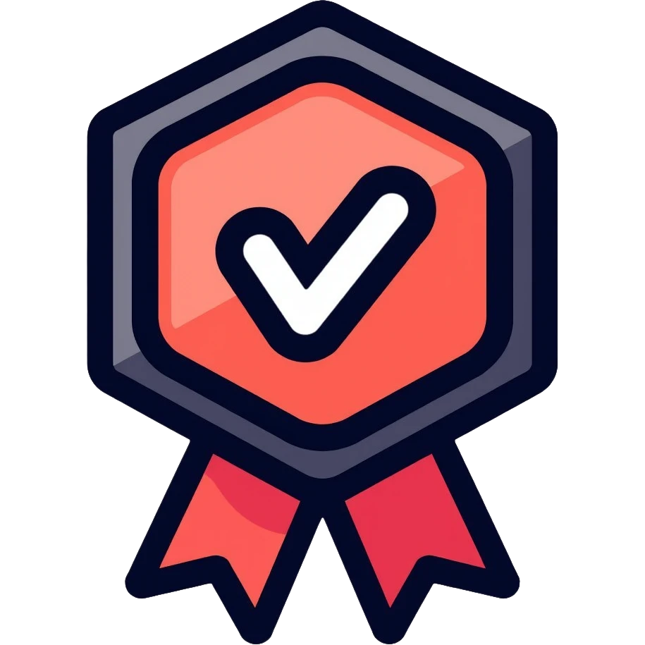 Gaming achievement badge with FF and a verification checkmark, gaming medal style, esports badge emoji