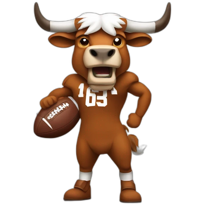 angry bevo mascot holding a football emoji