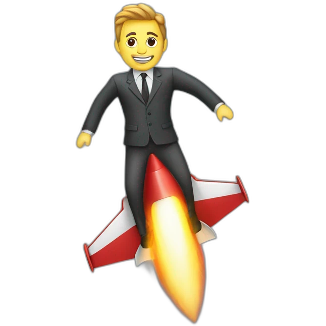 suit man flying rocket emoji
