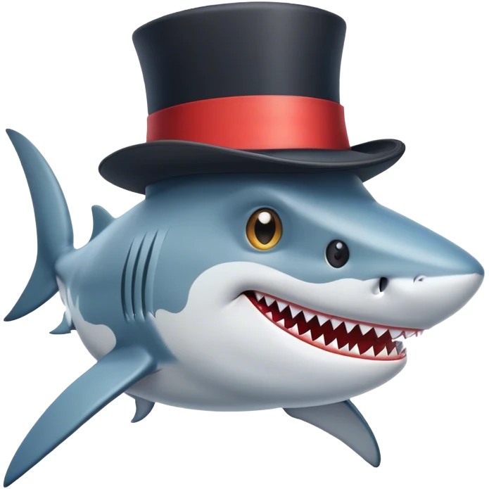 Shark with a top hat emoji