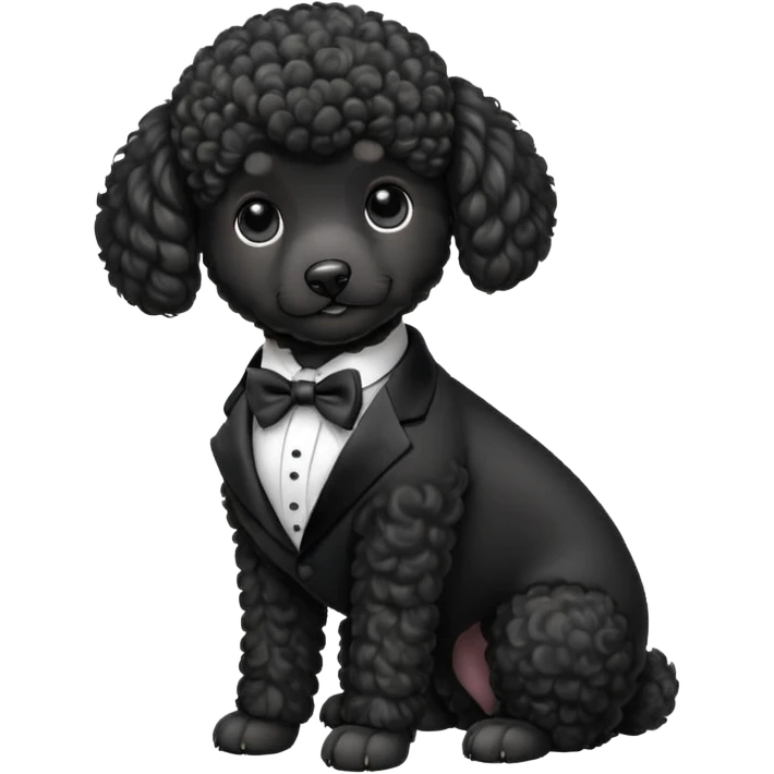 Black poodle puppy in a tux emoji
