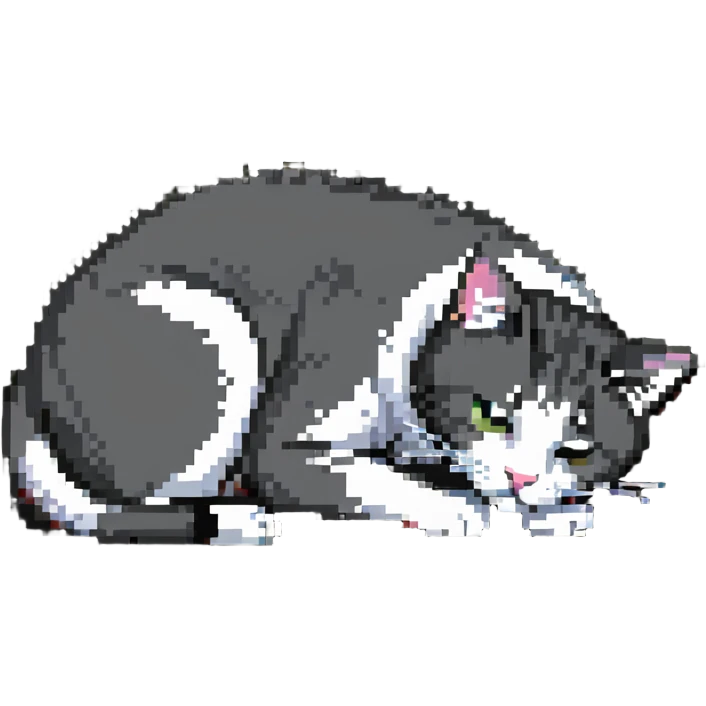 Cat sleeping in a small cat bed emoji