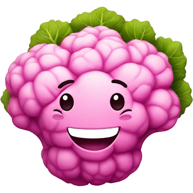 pink cauliflower smiling emoji