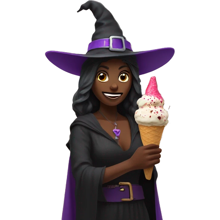 witch eating ice cream in desert emoji