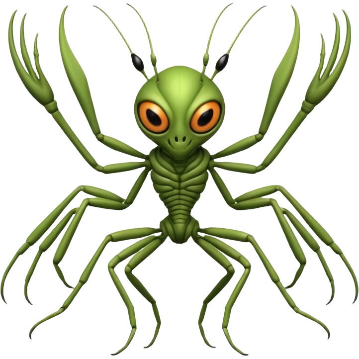 insectoid alien riding a bicycle, bug-like eyes, segmented limbs, strange but fun cycling pose, sci-fi creature vibe, 3D cartoon, mobile game icon style, clean background, no text, no watermark
 emoji