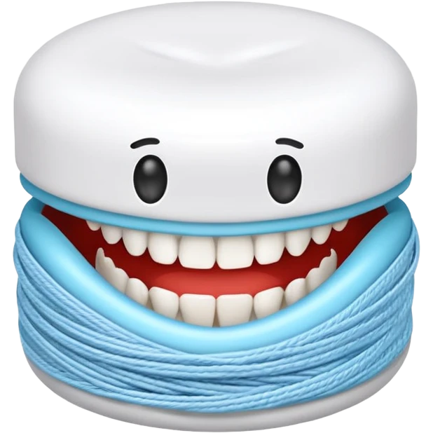 Round of white thread dental floss emoji