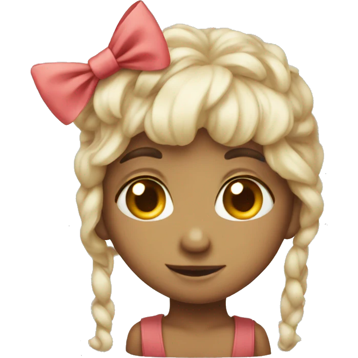 blushing emoji with bow emoji