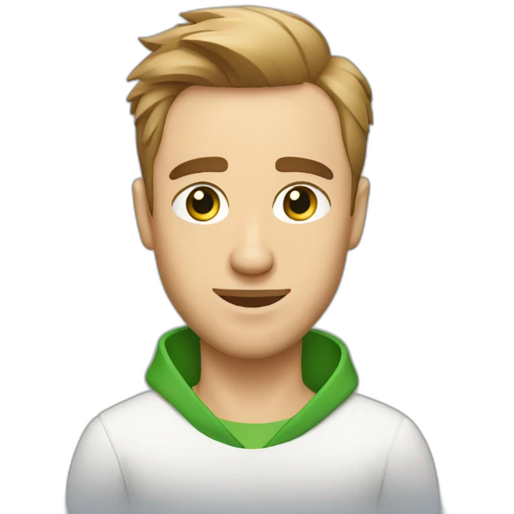 Man with modern hair cut green eyes with jack russell terrier dog emoji