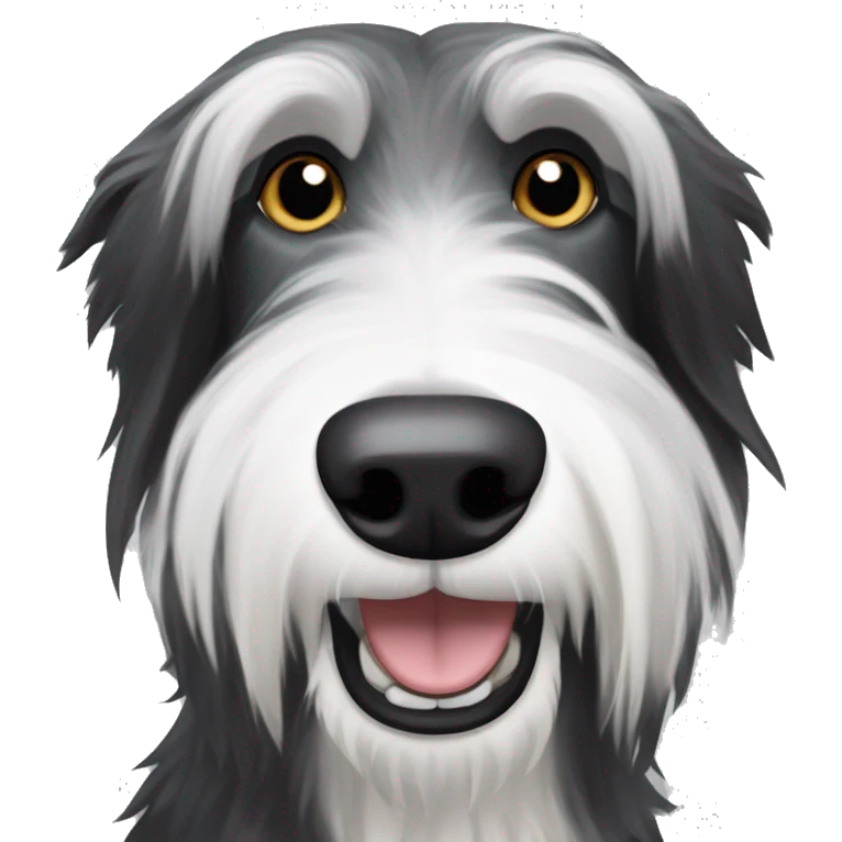 black and white deerhound bearded collie lurcher emoji