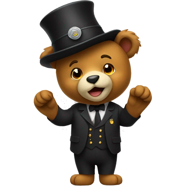 bear wearing a conductors hat emoji